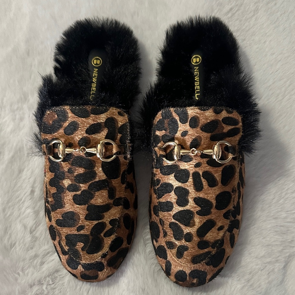 Newbella Leopard Print Women's mule slip on slippers